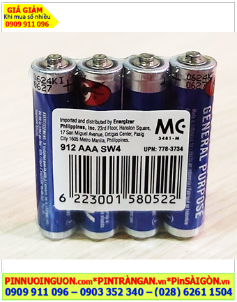 Eveready 912 AAA SW4, Pin 1.5v Eveready 912 AAA SW4 /R03, X.xứ Indonesia (Gói 4viên)